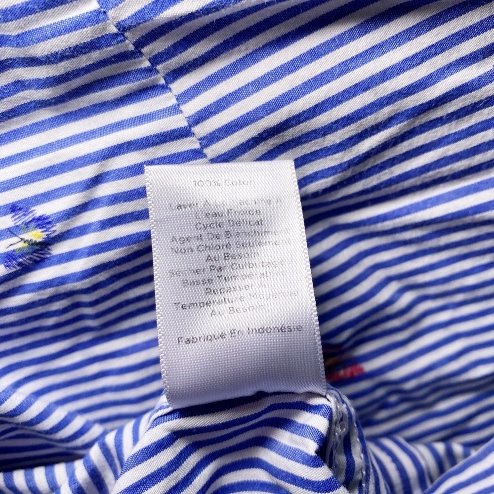 Talbots Blue and White Striped Button Down Long Sleeve Shirt - Picture 8 of 12